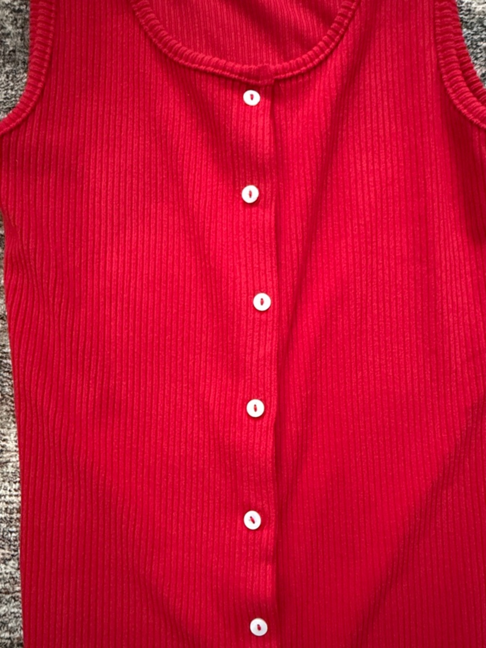 Pink Lily Red Ribbed Button-Front Mini Dress Small - Picture 3 of 3